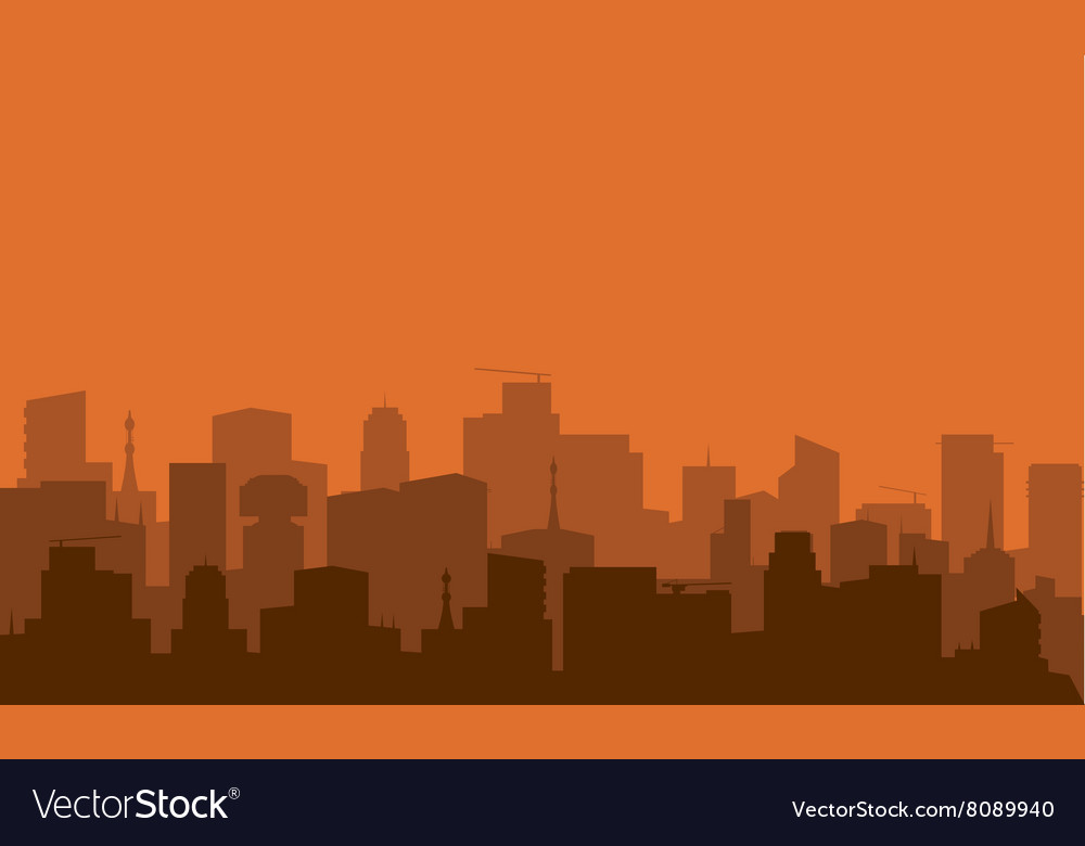 Silhouette of city with brown color Royalty Free Vector