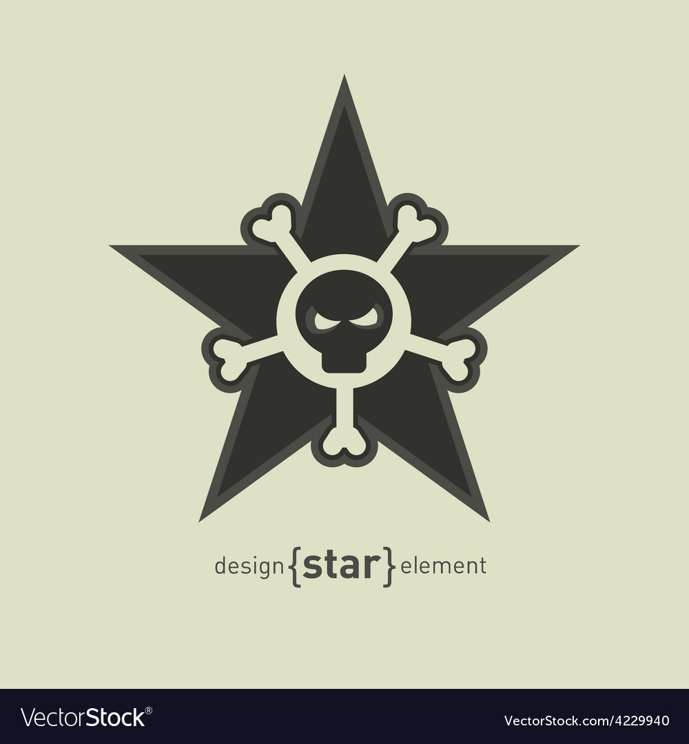 Star with skull and bones abstract design element
