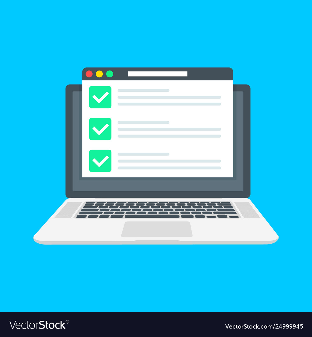 Checklist browser window check mark white tick vector image Checklist browser window check mark white tick