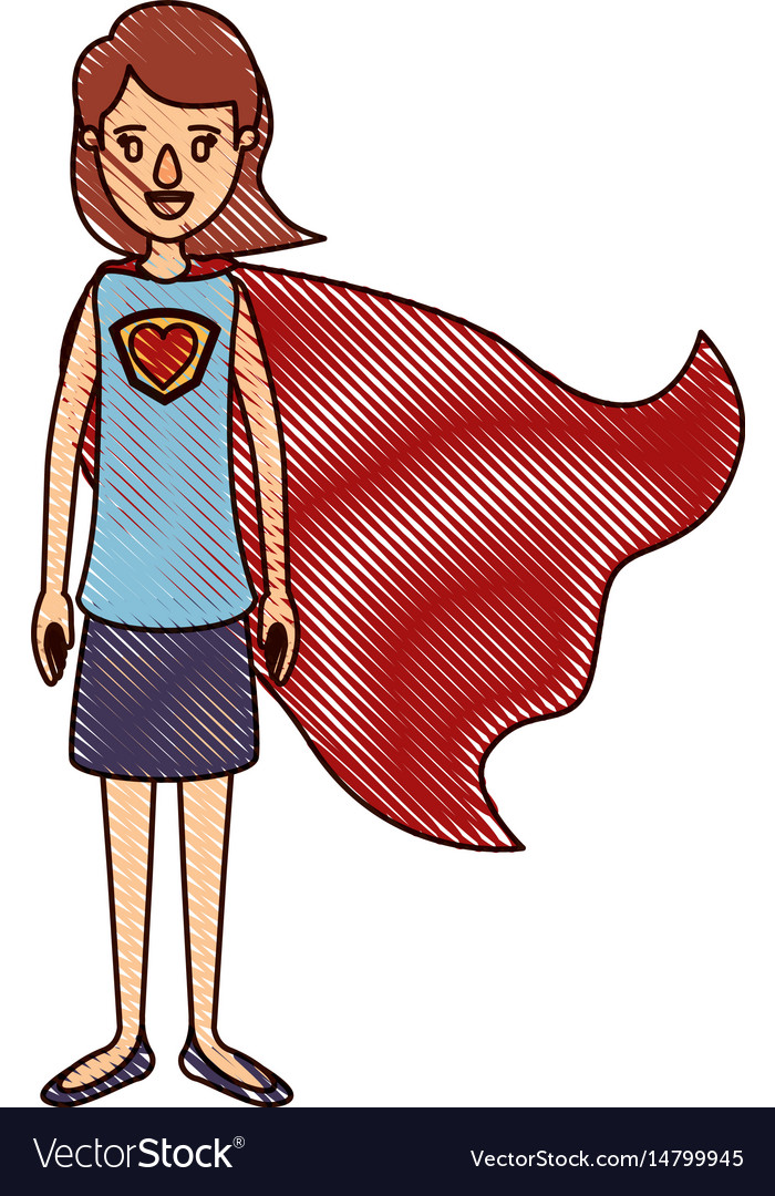 Color crayon stripe cartoon full body super hero Vector Image