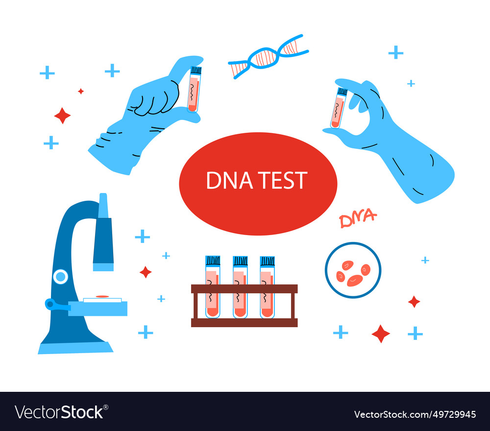 Dna test background with saliva or blood of peope Vector Image