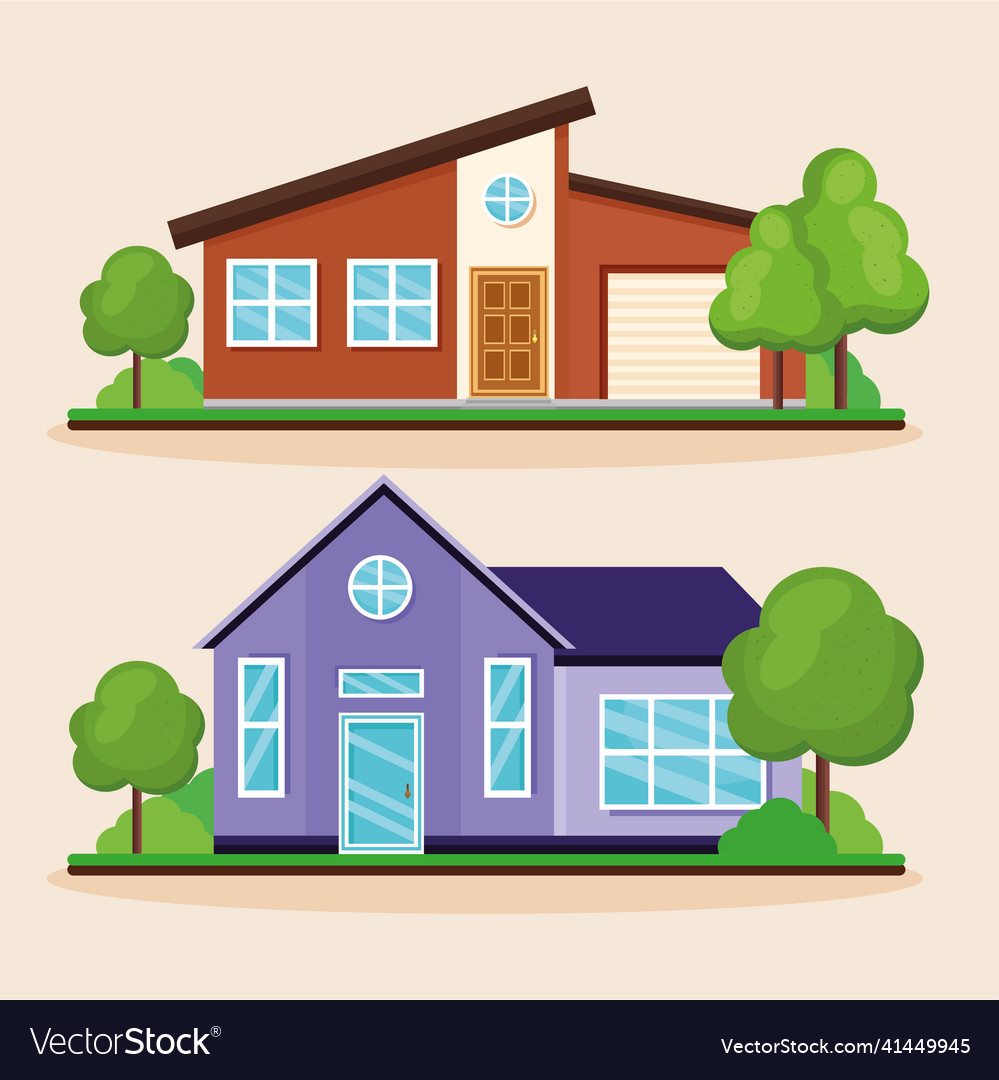 Dream houses two icons Royalty Free Vector Image