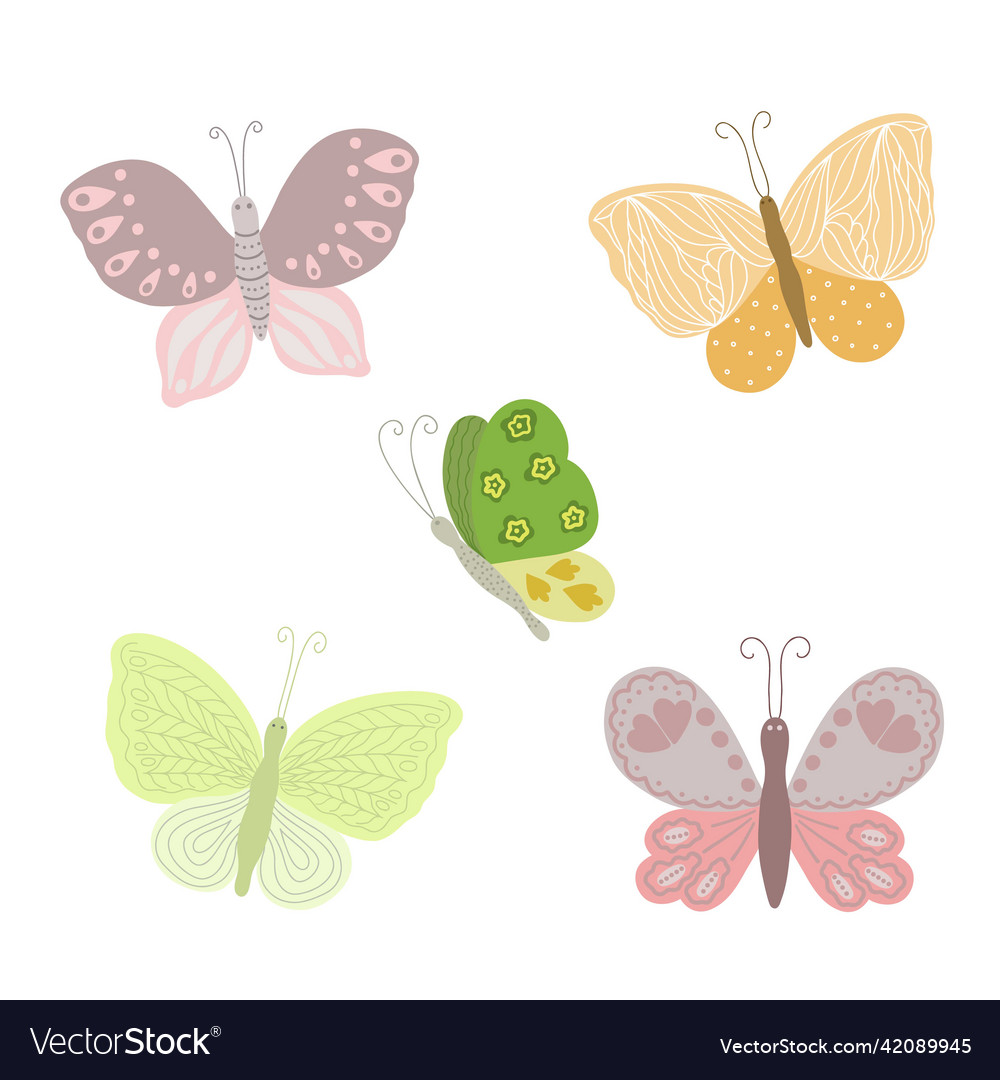 Fancy little colorful butterflies set in simple Vector Image Fancy little colorful butterflies set in simple