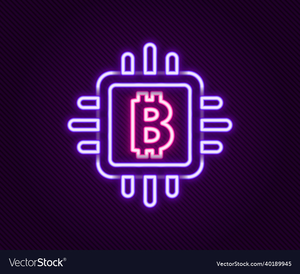 Glowing neon line cpu mining farm icon isolated Vector Image Glowing neon line cpu mining farm icon isolated