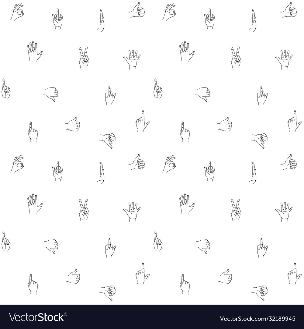 Hands gestures seamless background pattern hand vector image Hands gestures seamless background pattern hand