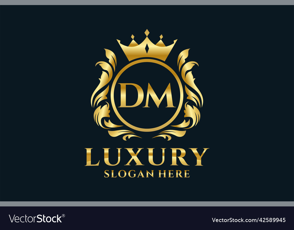 Initial dm letter royal luxury logo template Vector Image