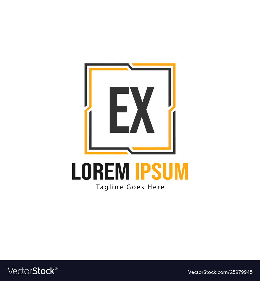 Initial ex logo template with modern frame Vector Image