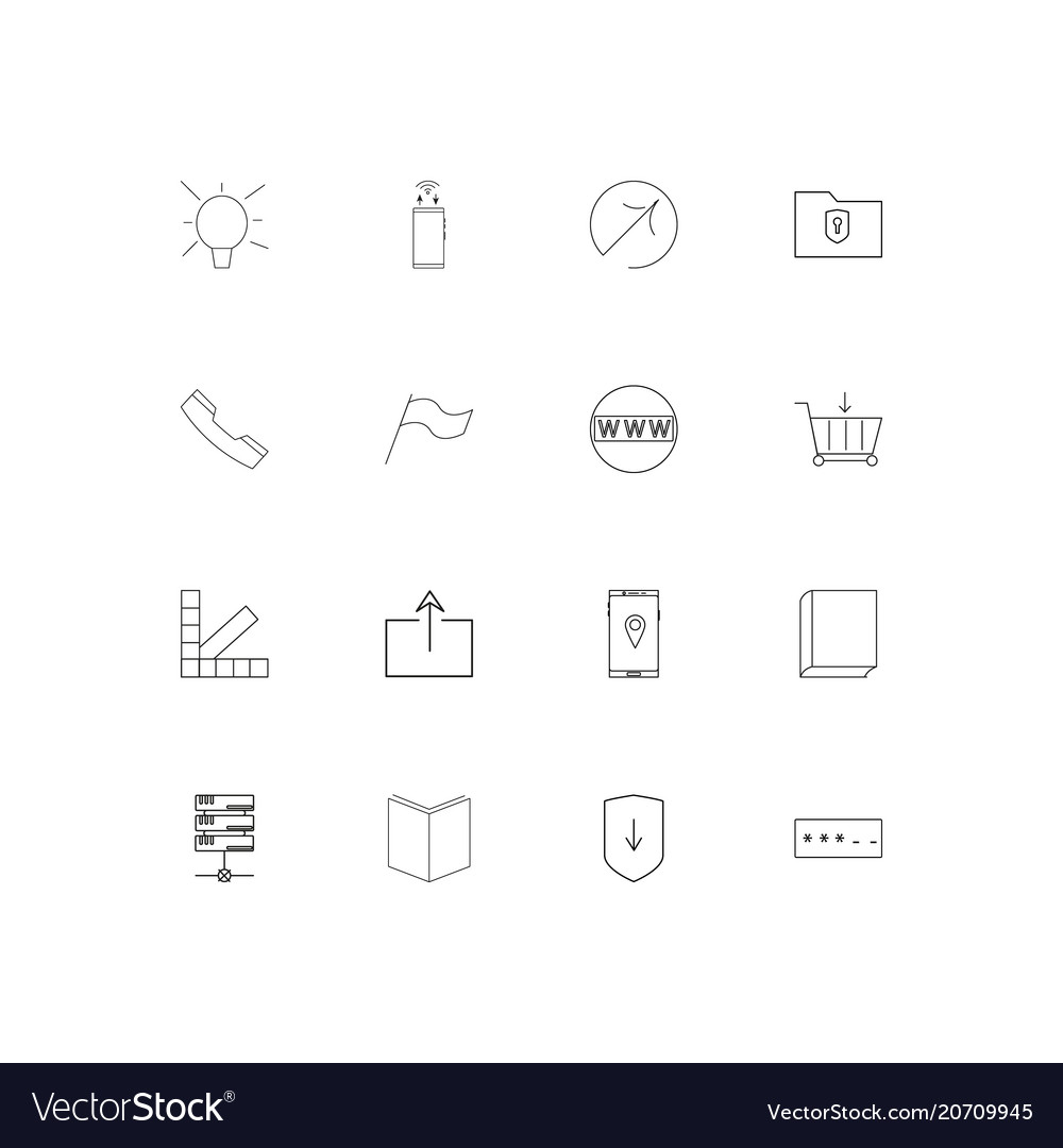 Internet technologies simple linear icons set