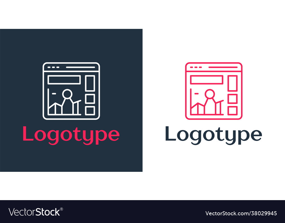 Logotype line website with stocks market growth