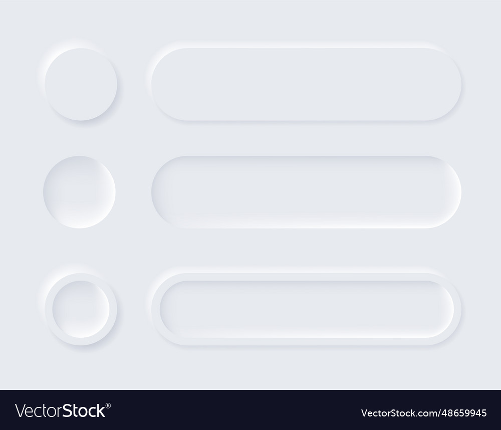 Neumorphic buttons simple trendy design elements