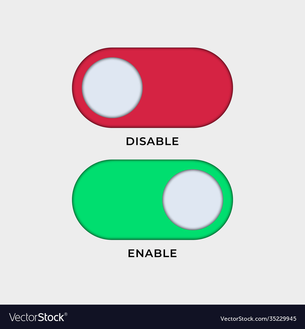 On and off toggle switch buttons material design Vector Image