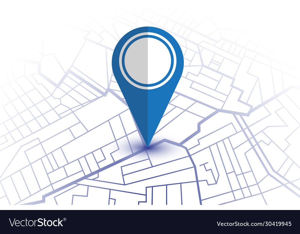 Pin in showing location on gps navigator map vector image Pin in showing location on gps navigator map