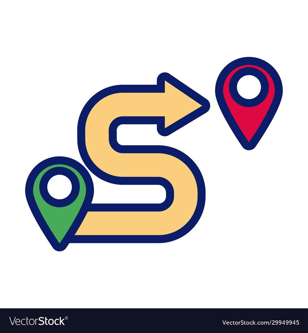 Pins pointers location distance line and fill