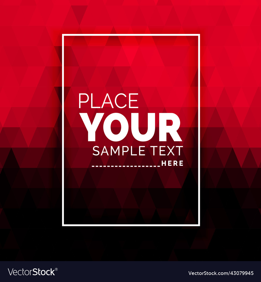 Red and black abstract triangle pattern poster vector image Red and black abstract triangle pattern poster