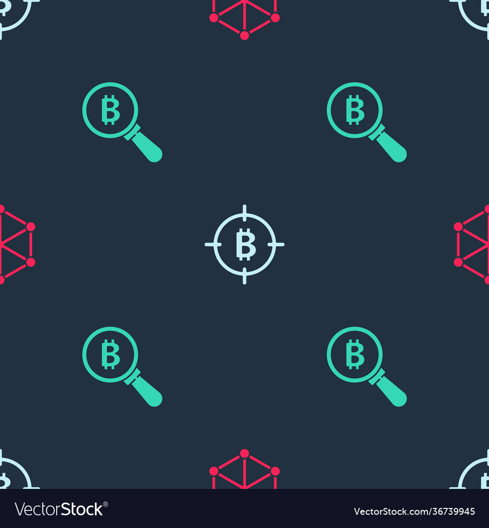 Set blockchain technology bitcoin target vector image Set blockchain technology bitcoin target