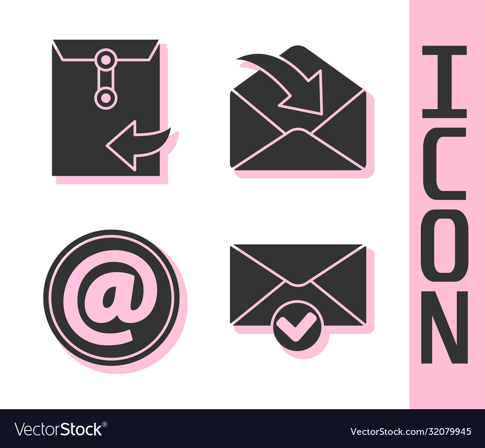Set envelope and check mark mail e vector image Set envelope and check mark mail e