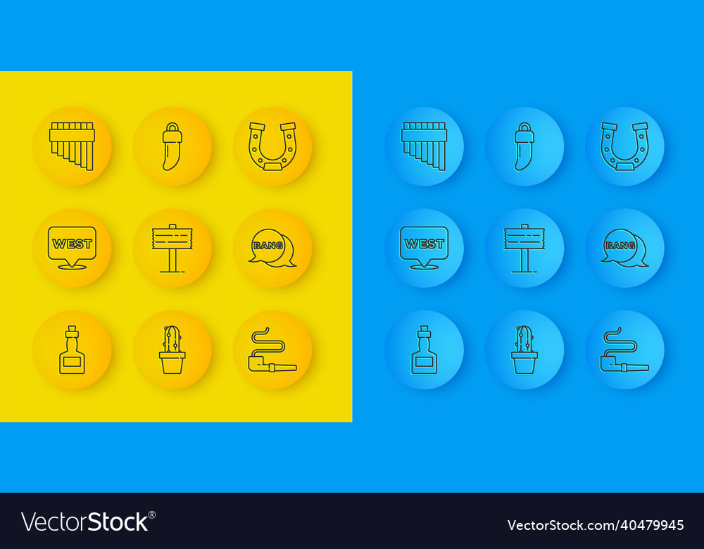 Set line tabasco sauce pointer to wild west road vector image Set line tabasco sauce pointer to wild west road