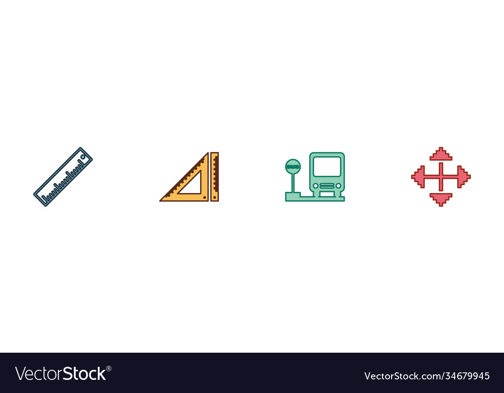 Set ruler triangular bus stop and pixel Vector Image Set ruler triangular bus stop and pixel