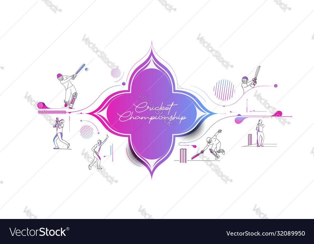 Abstract colorful pattern with batsman and bowler