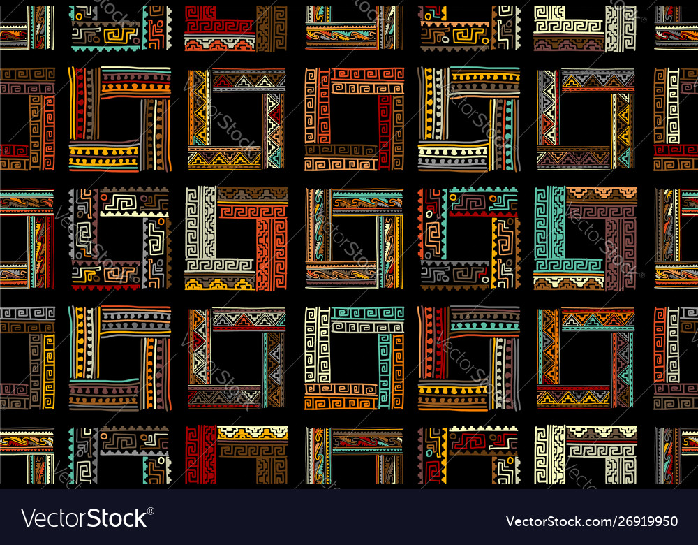 Abstract ethnic frames seamless pattern for your