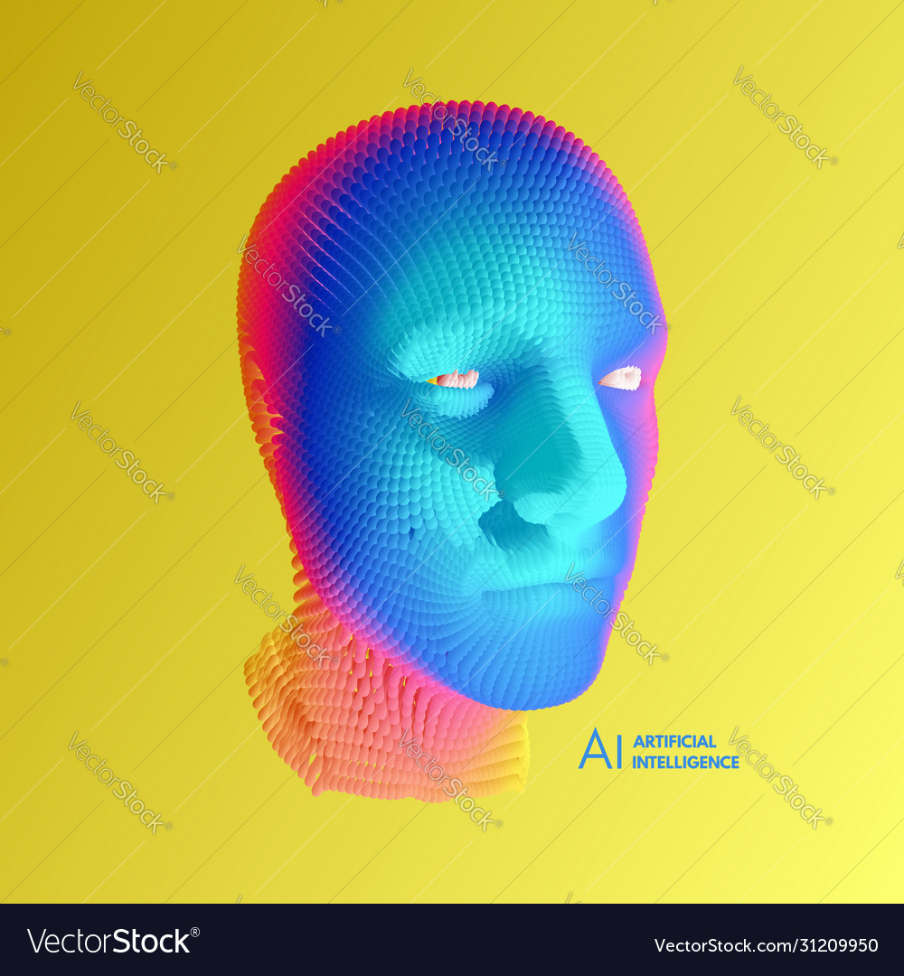 Artificial intelligence concept face recognition vector image Artificial intelligence concept face recognition