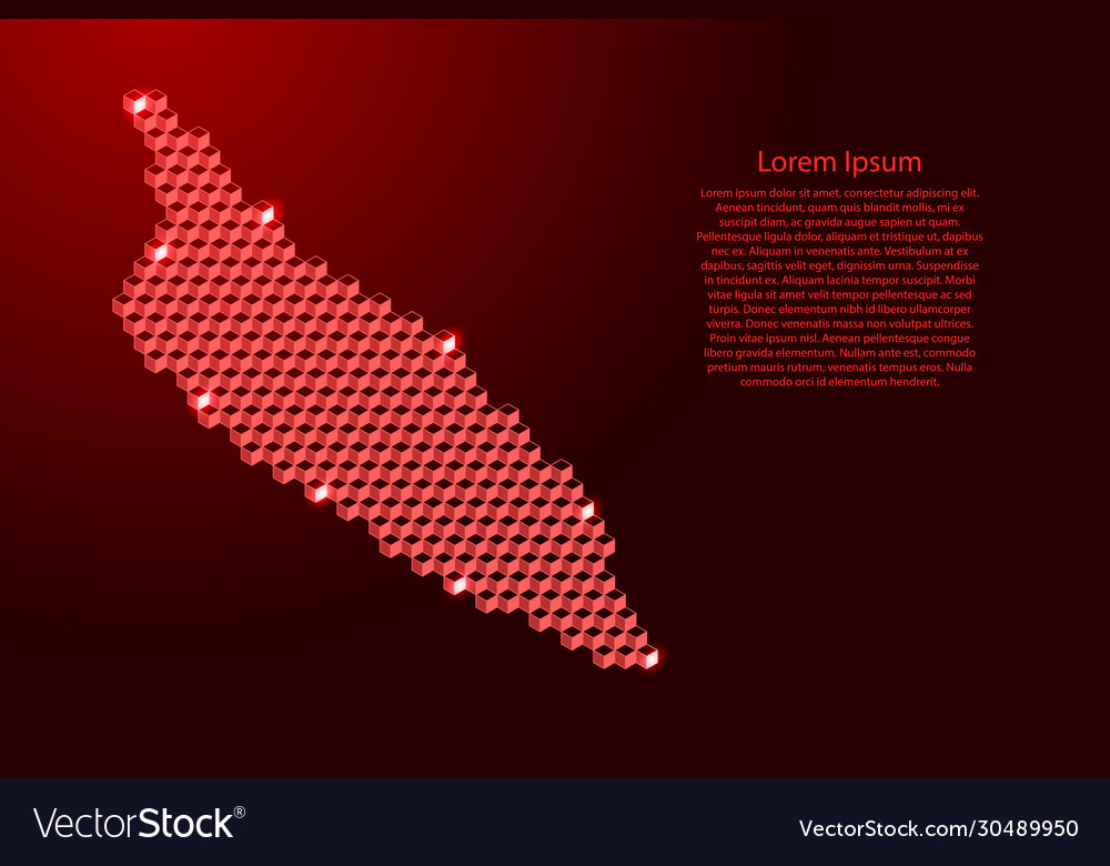 Aruba map from 3d red cubes isometric abstract vector image Aruba map from 3d red cubes isometric abstract