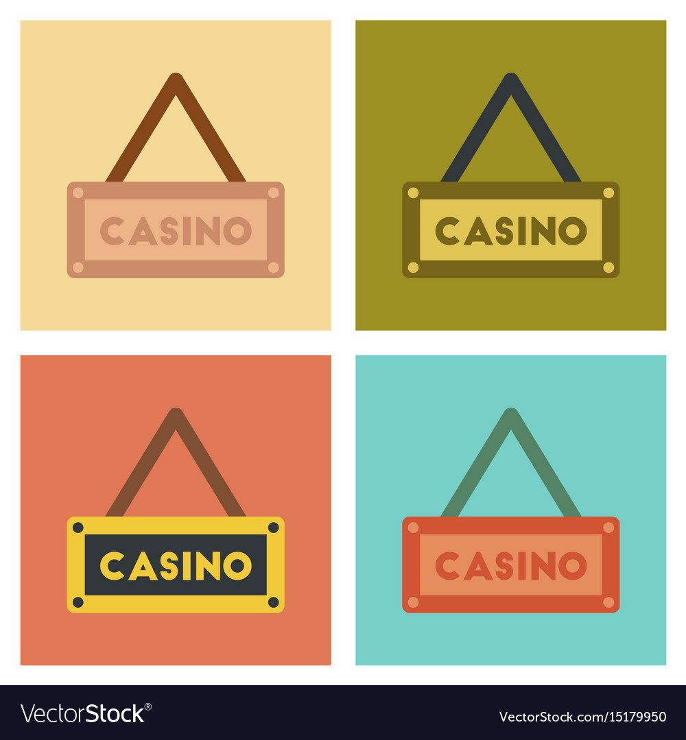 Assembly flat icons poker casino sign