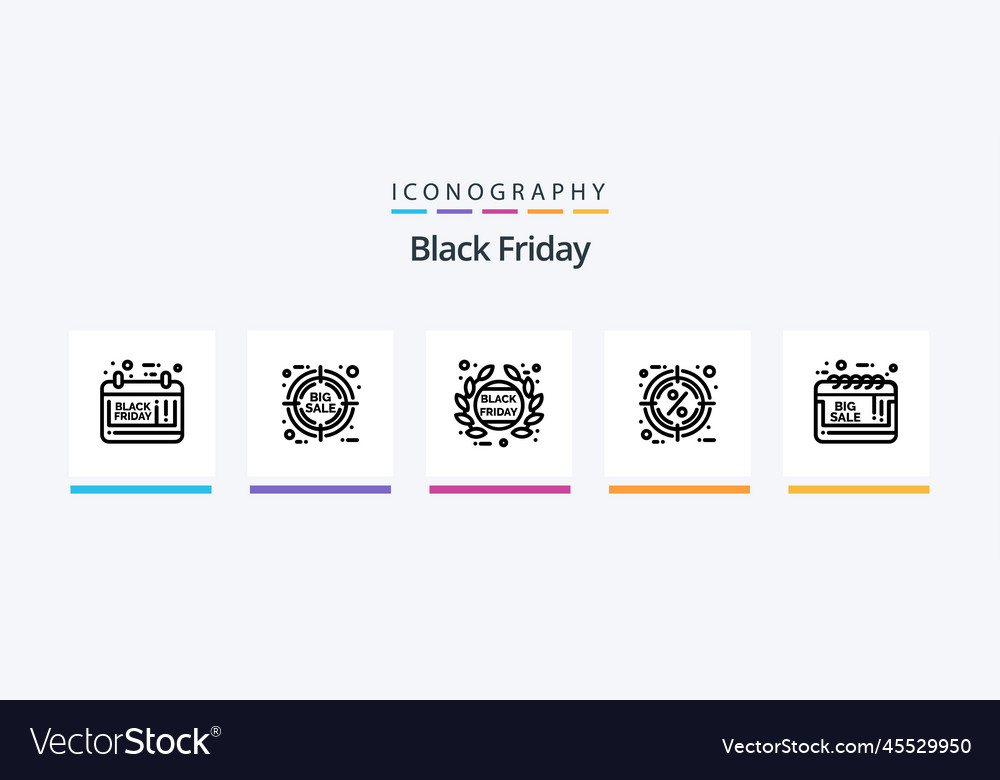 Black friday line 5 icon pack including sale