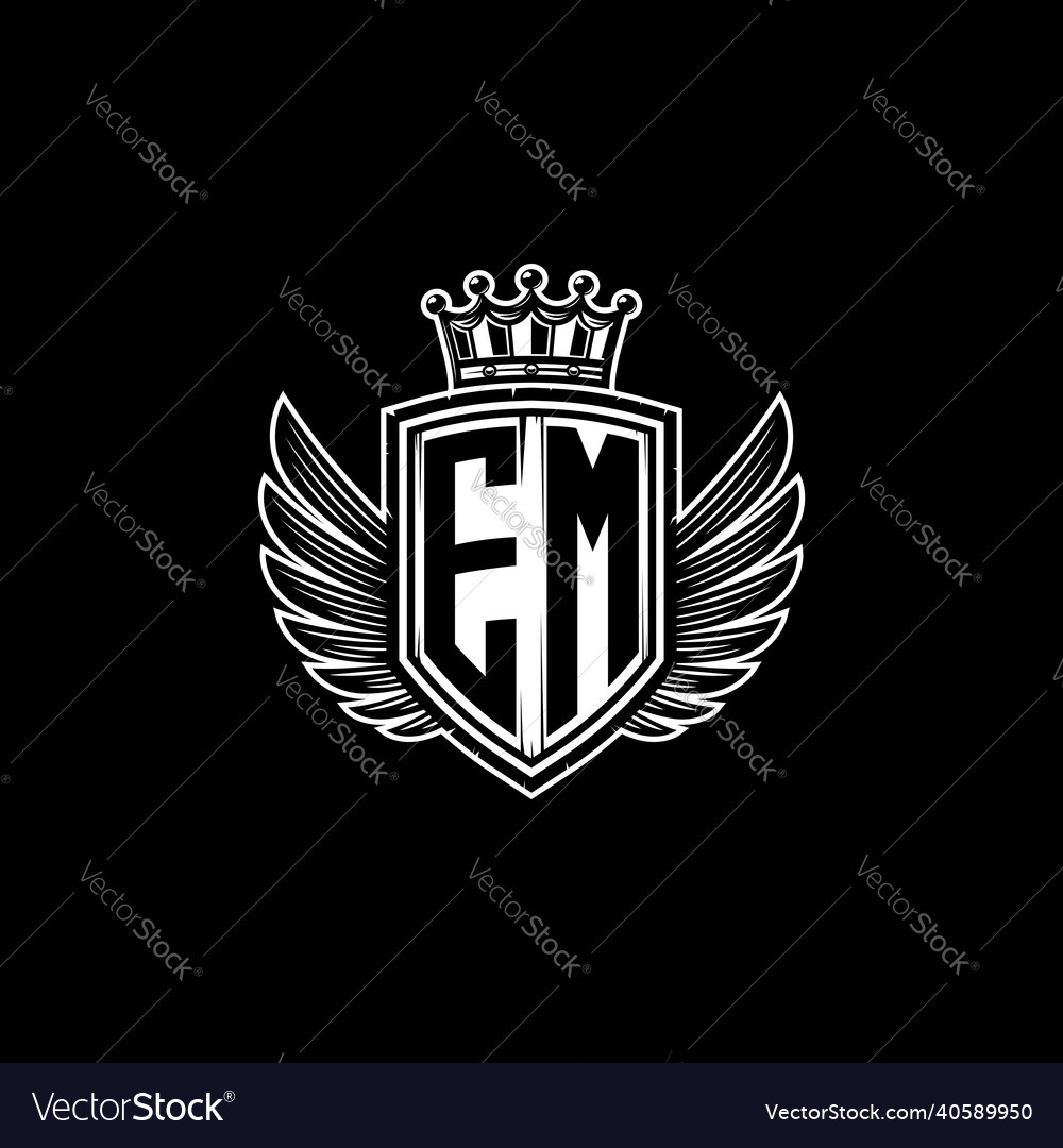 Em Logo Monogram Shield Crown Luxury Design Vector Image