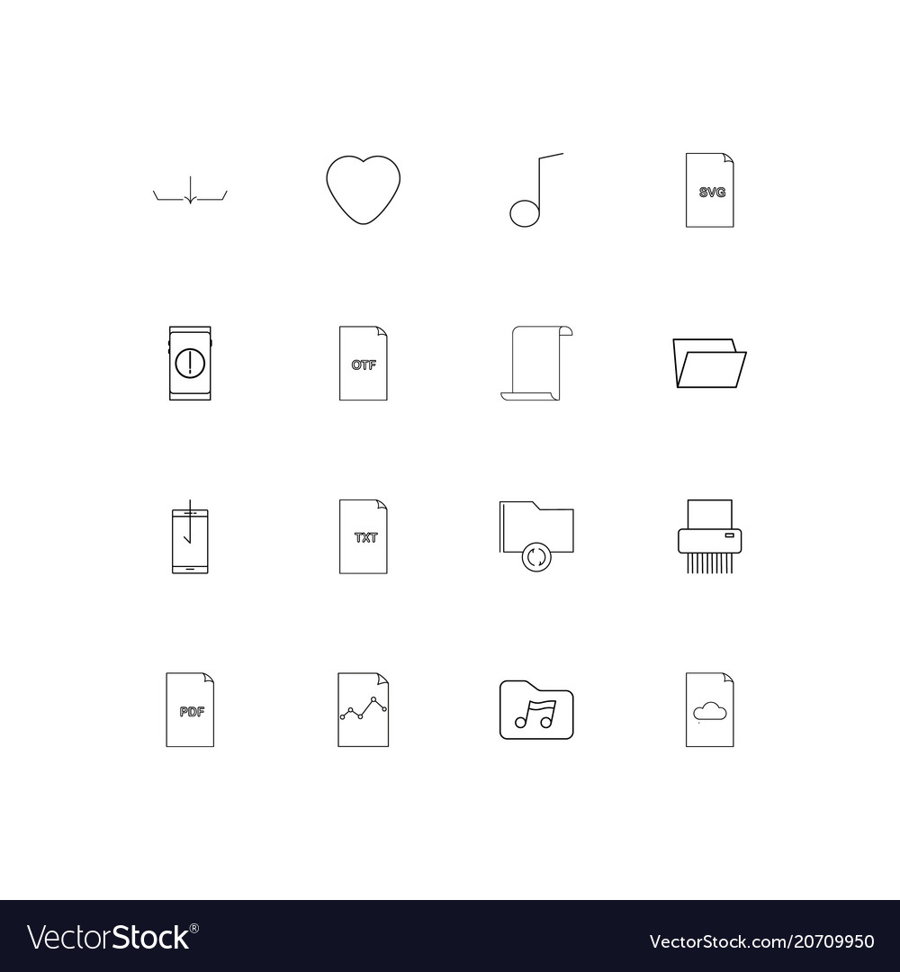 Files and folders sign simple linear icons set