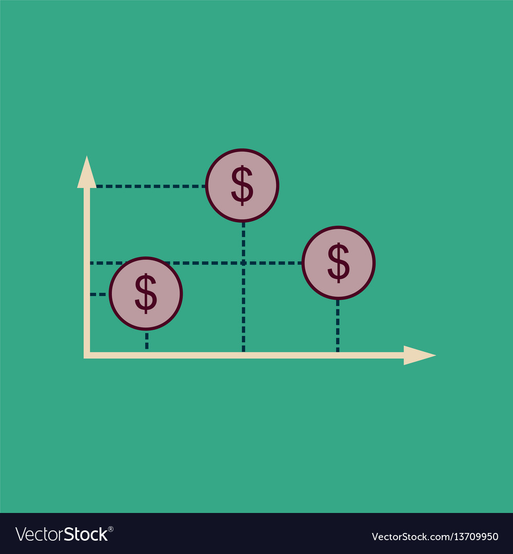 Flat web icon on stylish background money graph vector image Flat web icon on stylish background money graph