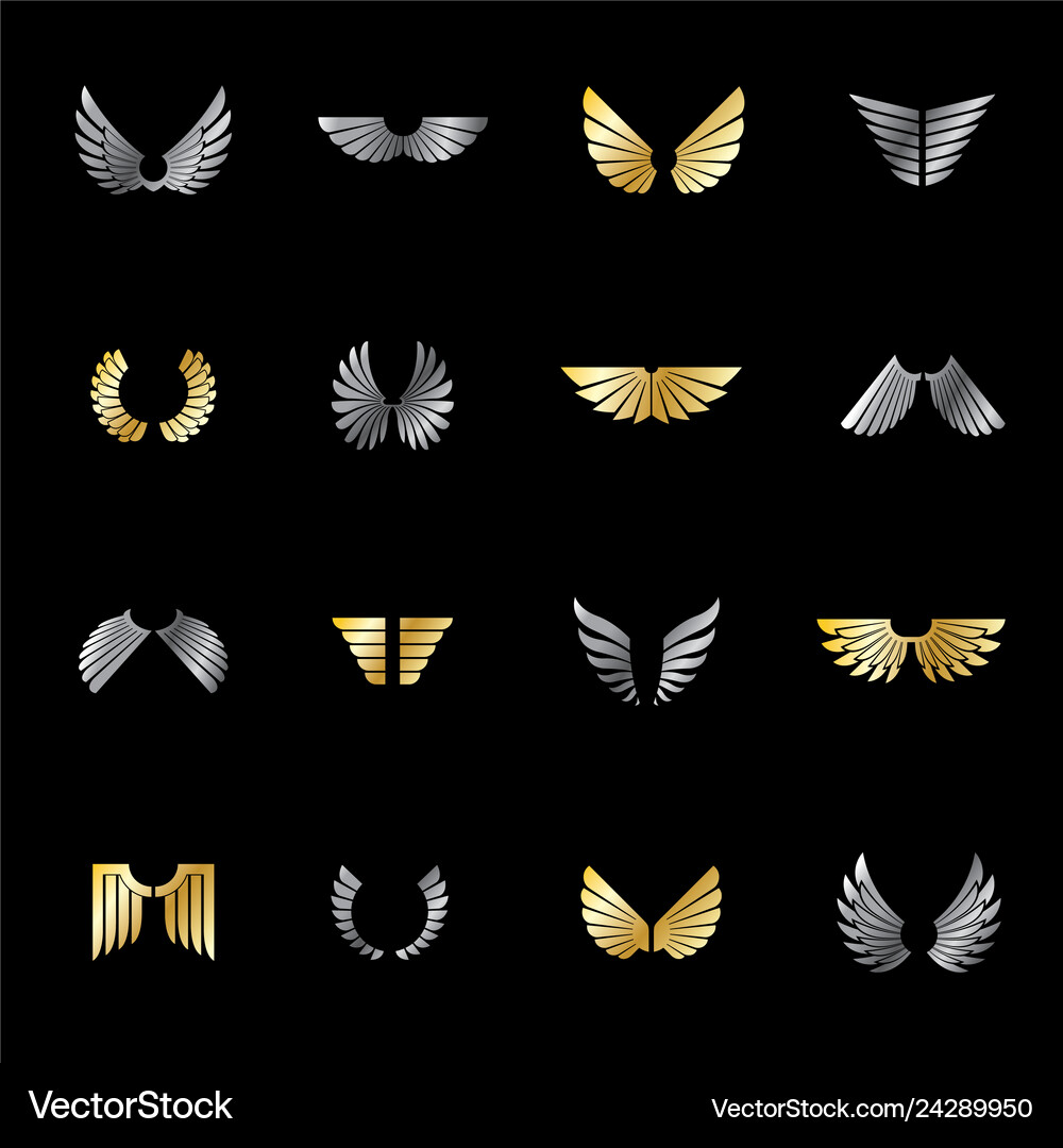 Freedom wings emblems set heraldic coat arms Vector Image