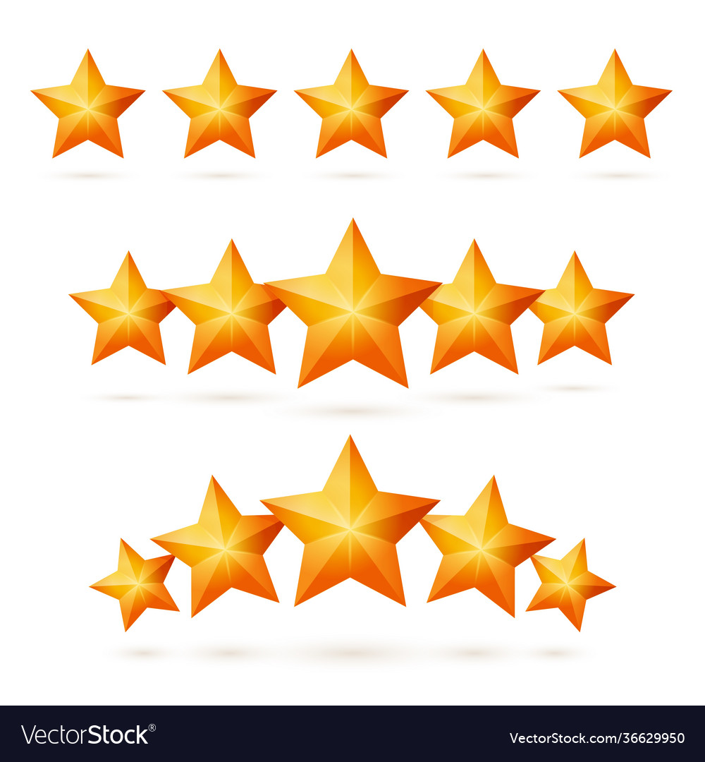 Gold five star design element isolated set Vector Image