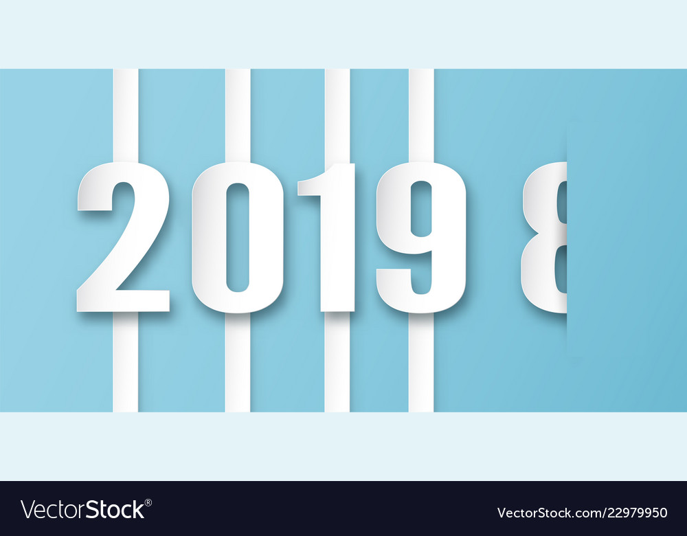 Happy new year 2019 decoration on blue background