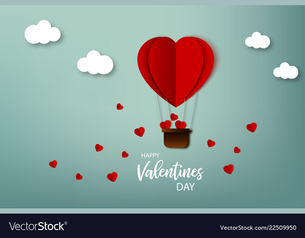 Happy valentine day greeting card air balloon Vector Image