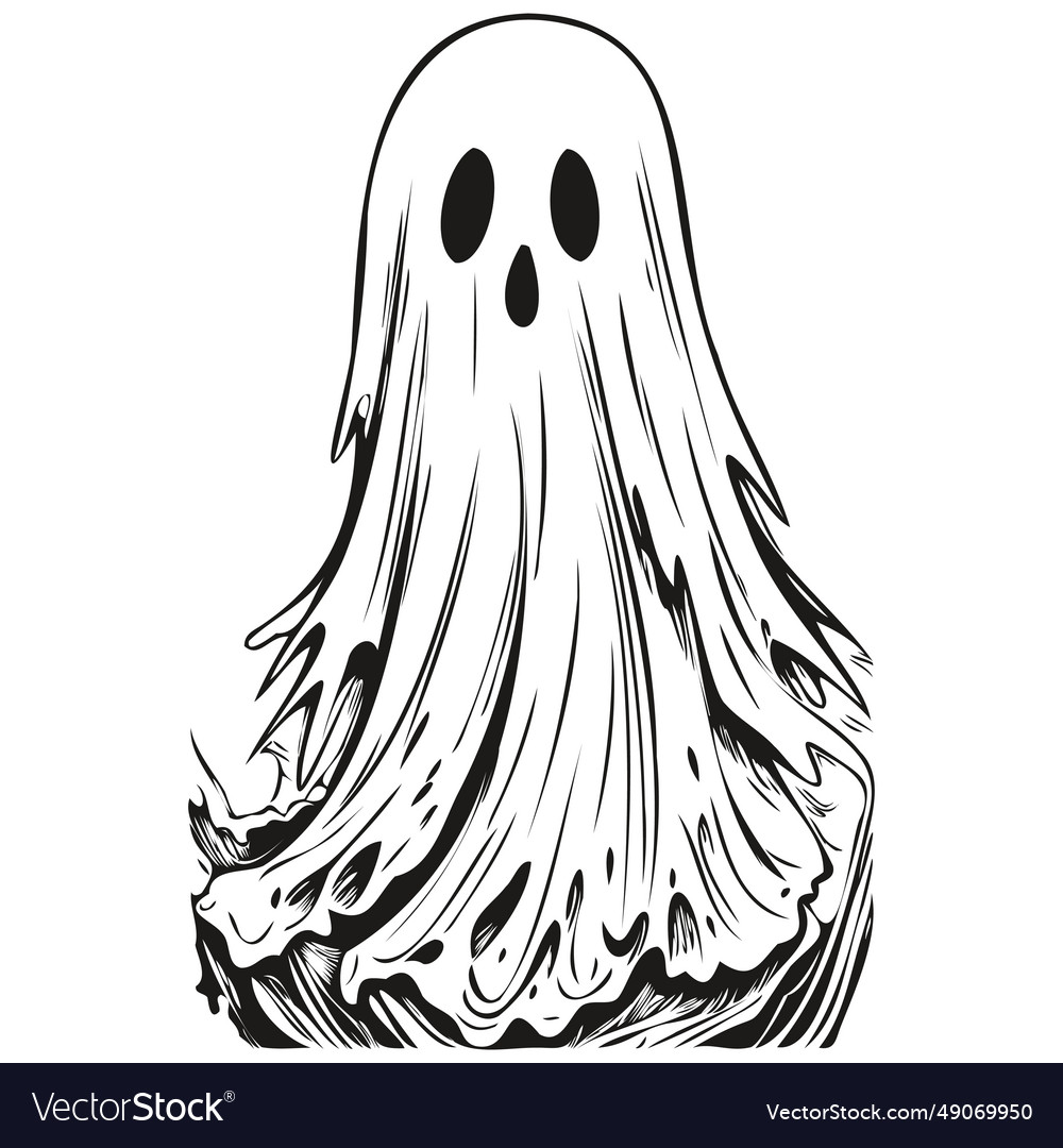 Haunting halloween phantasm in black and white Vector Image