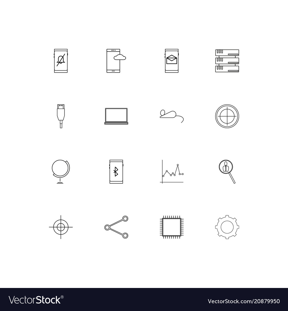 Internet technologies linear thin icons set