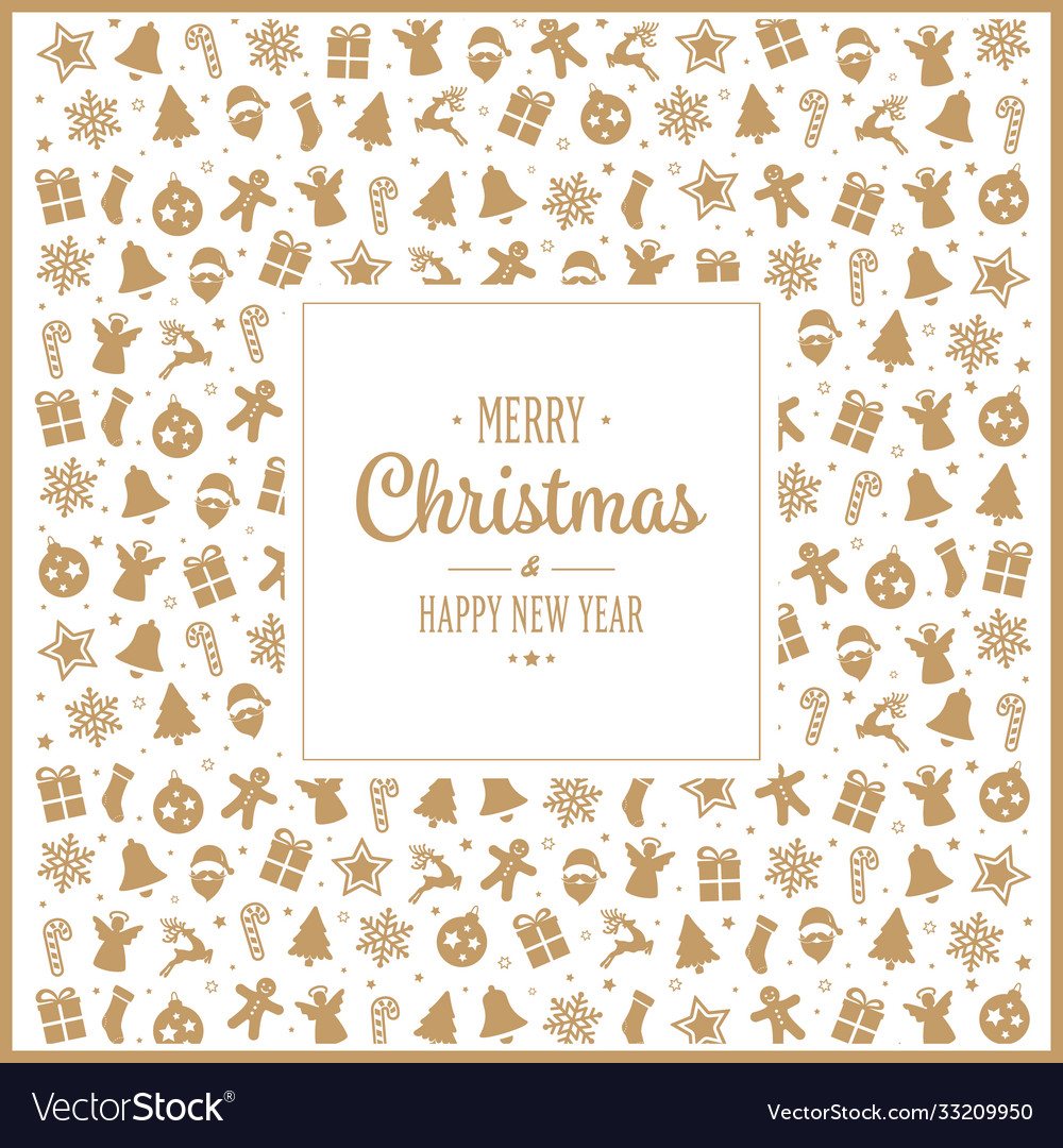 Merry christmas gold decoration pattern elements Vector Image