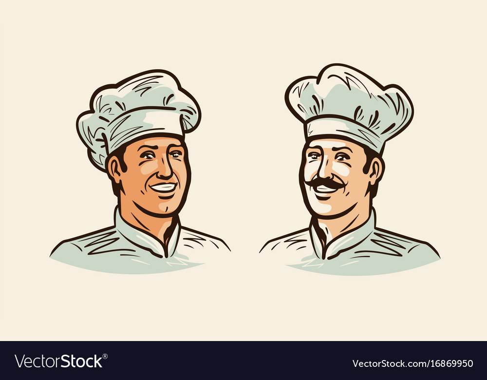 Portrait cheerful chef cook Royalty Free Vector Image