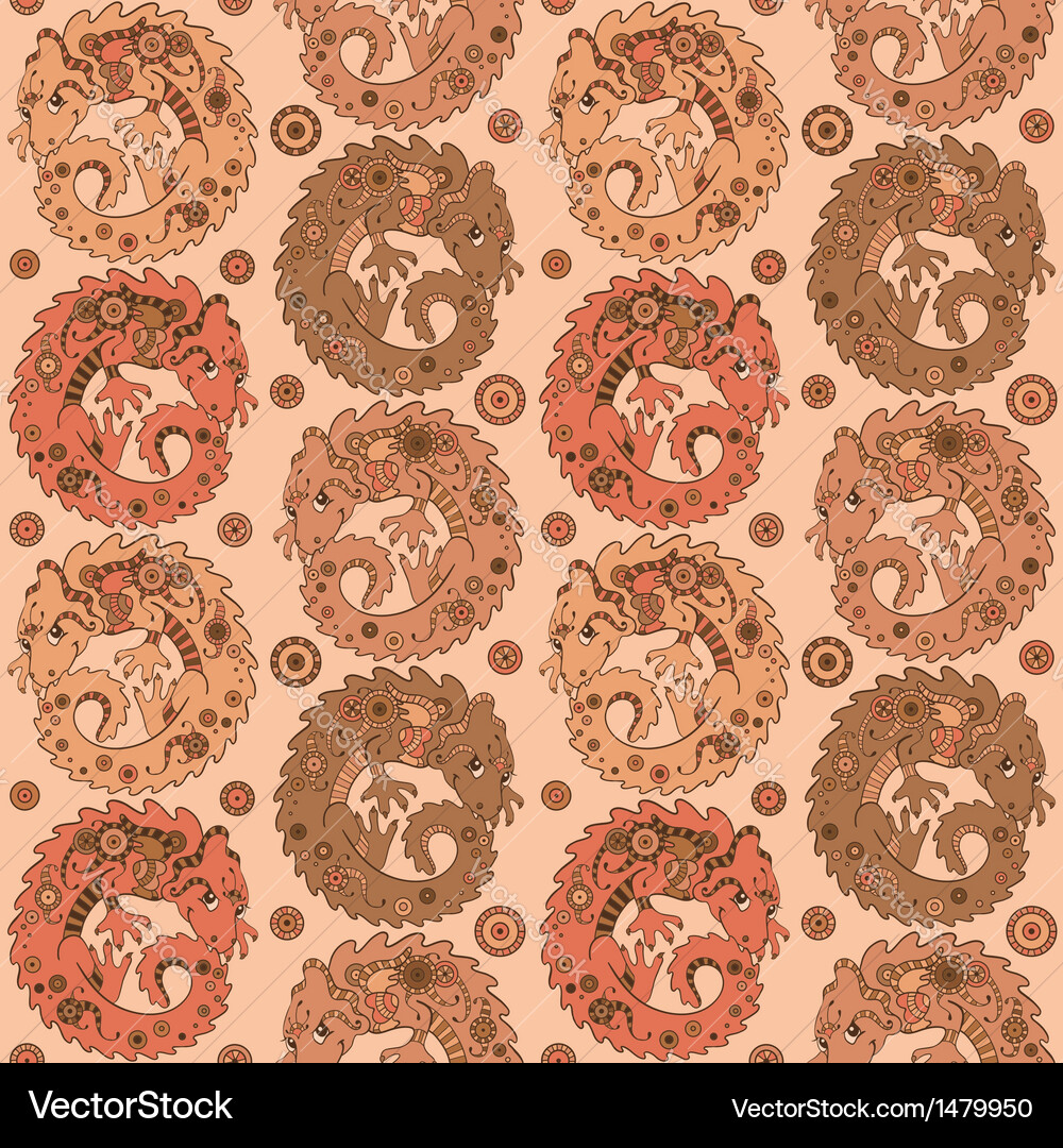 Seamless pattern with cute dragons Royalty Free Vector Image