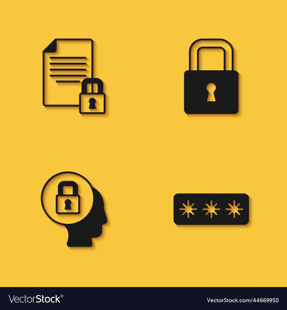 Set document and lock password protection vector image Set document and lock password protection
