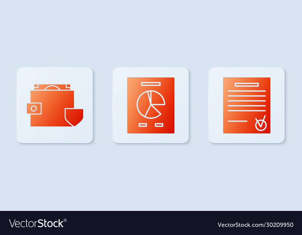 Set document with graph chart wallet and money