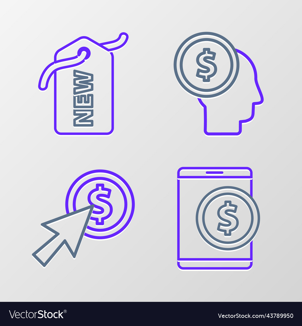 Set line tablet with dollar cursor and coin