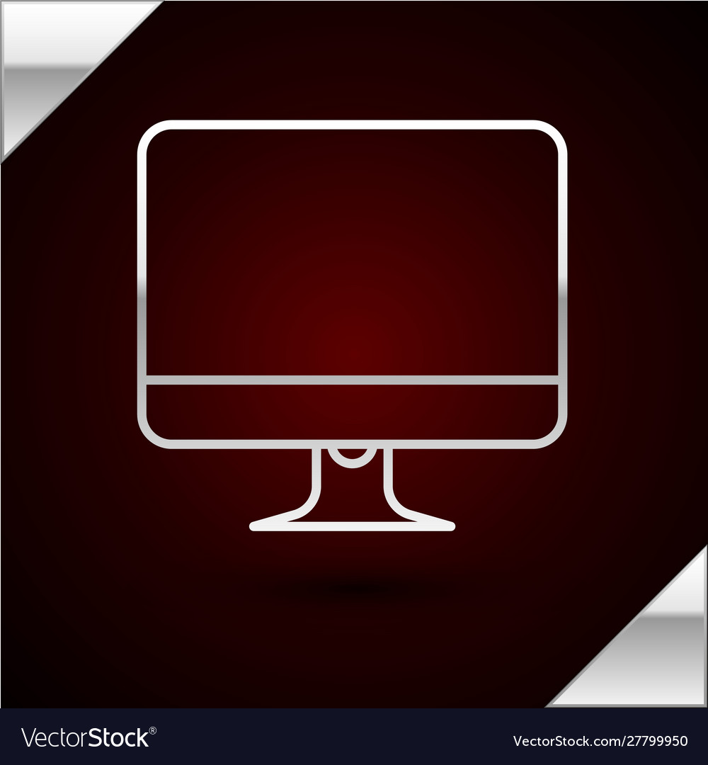 Silver line computer monitor screen icon isolated