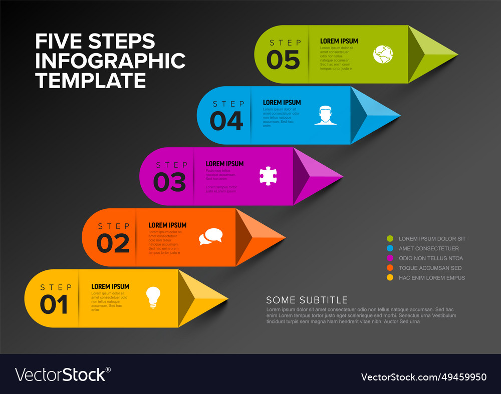 Simple infographic with five steps on big stripes Vector Image