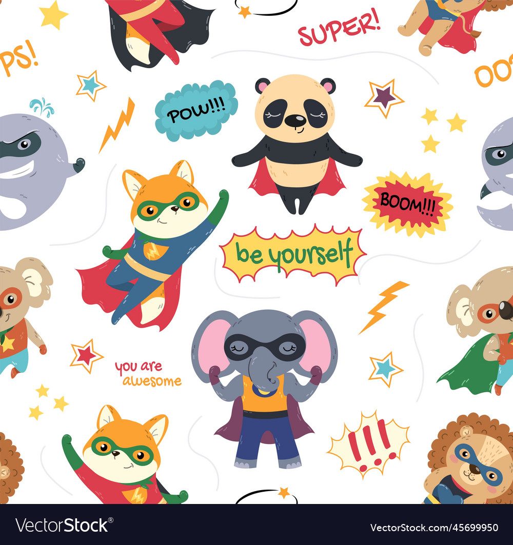 Superheroes seamless pattern vector image Superheroes seamless pattern
