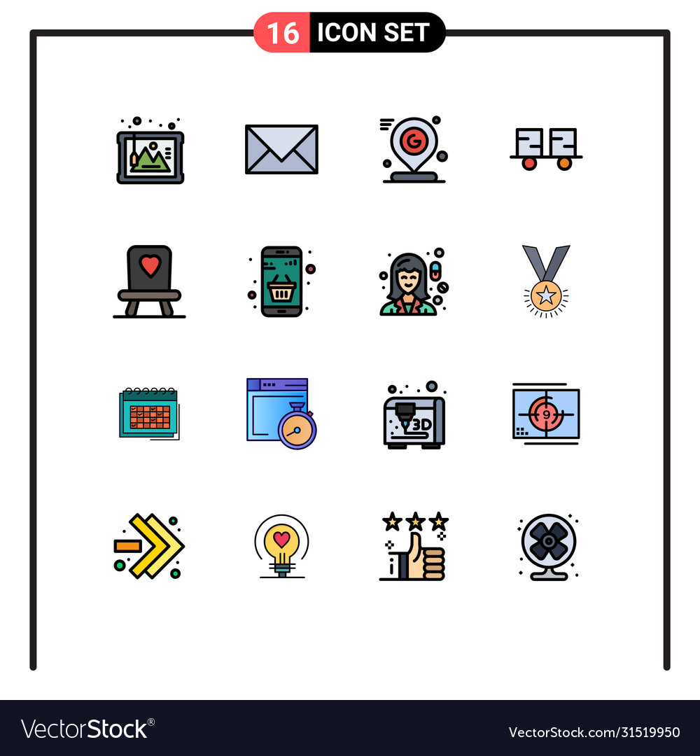 User interface pack 16 basic flat color filled Vector Image