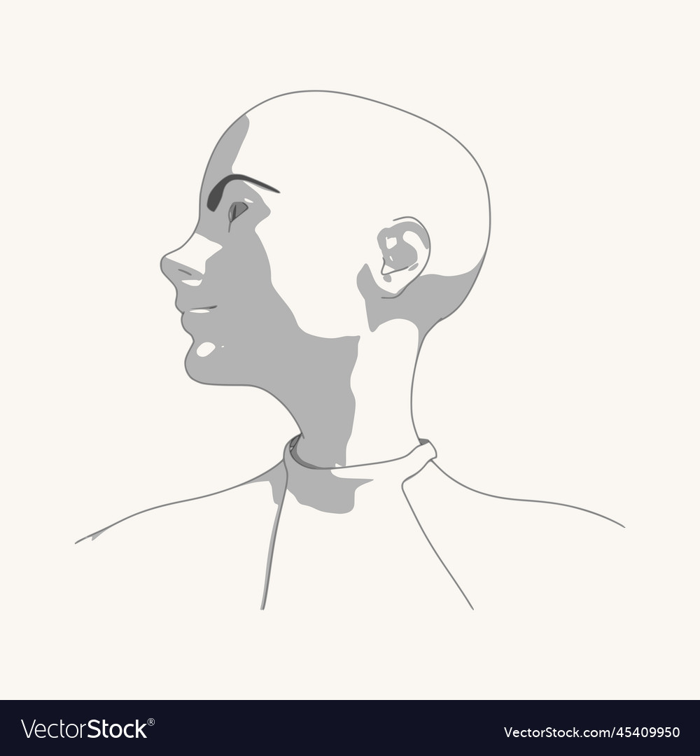 Young woman face half turn view elegant Royalty Free Vector