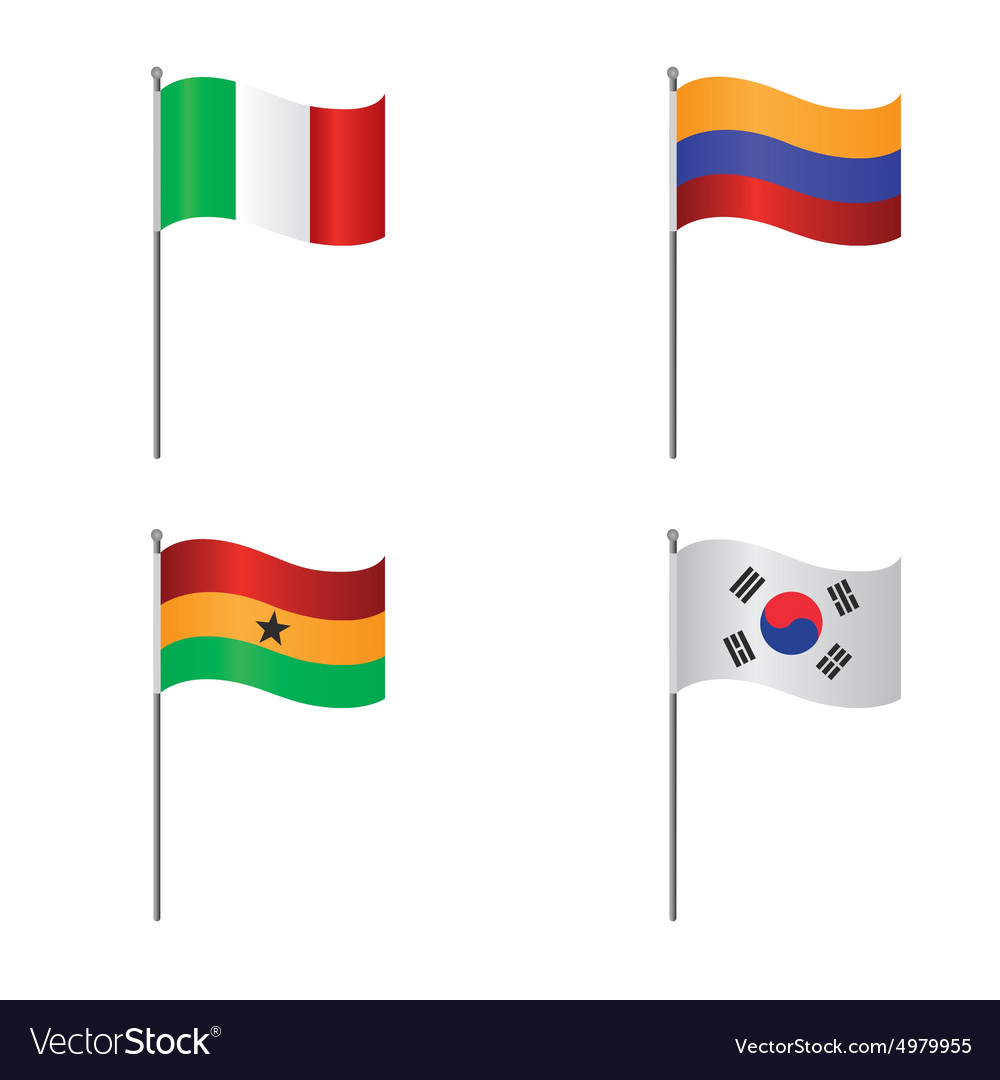 Abstract set four flags on a white background