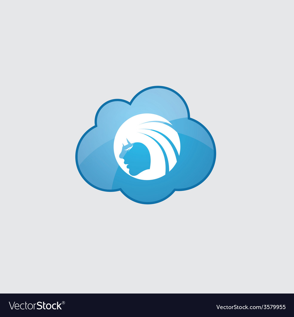 Blue cloud beauty girl face icon